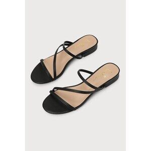 Lulus Monroy Black Strappy Slide Sandals - Size 7.5